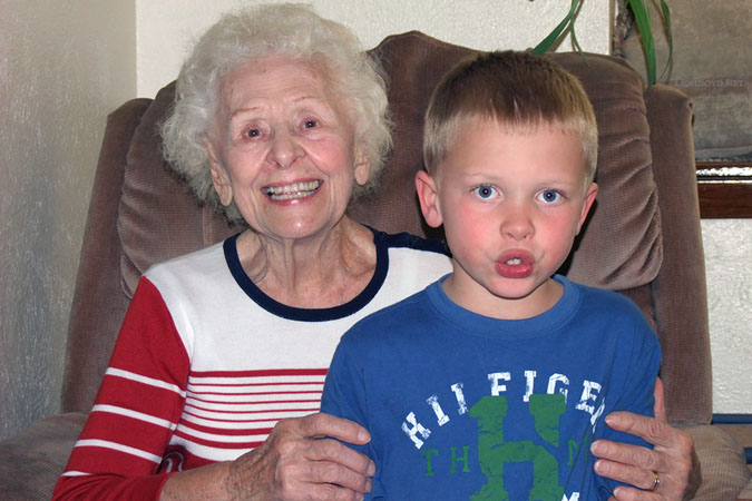 June 2011 - Esther Criswell with her great-grandson Kyler Kramer in Colorado Springs