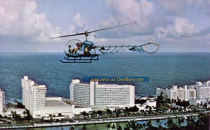 1970s - a postcard featuring a Bell 47 helicopter operated by Miami Helicopter Service owned by the Riggs families