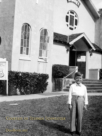 1952 - Stephen Schweitzer at age 5 in front of the original Saint Marys Catholic Church