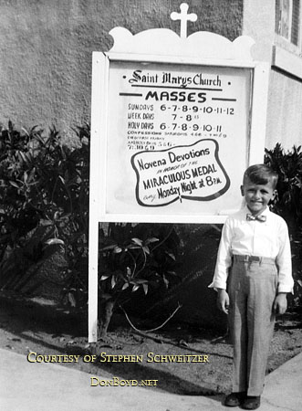1952/53 - Stephen Schweitzer at age 5 in front of Saint Marys Catholic Church