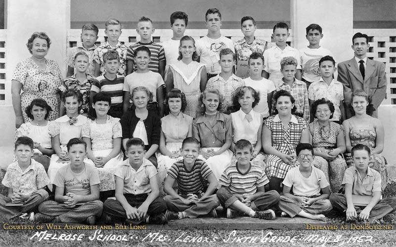 1952 - Mrs. Lenoxs 6th Grade Class at Melrose Elementary School (names on next page ->)
