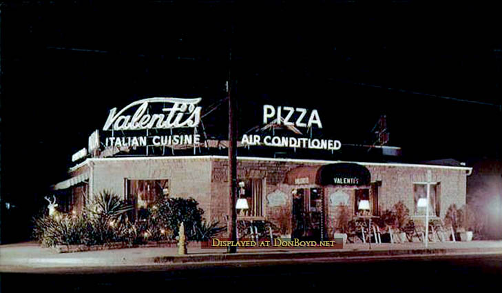 1960s - night time photo of Valentis Italian Restaurant on NW 7th Avenue