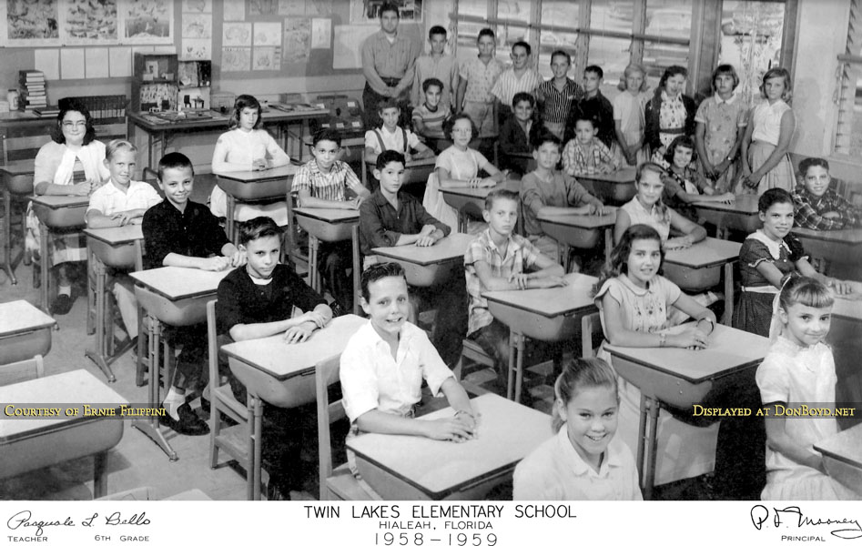 1959 - Mr. Pasquale L. Bellos 6th grade class at Twin Lakes Elementary in Hialeah (names below, scroll down)