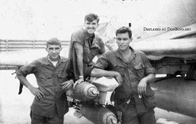 Late 1960s - (L-R) Jim Galchick, Albert ChipAlbertelly and George Phander with A-4 Skyhawk of VMA-311 in Vietnam