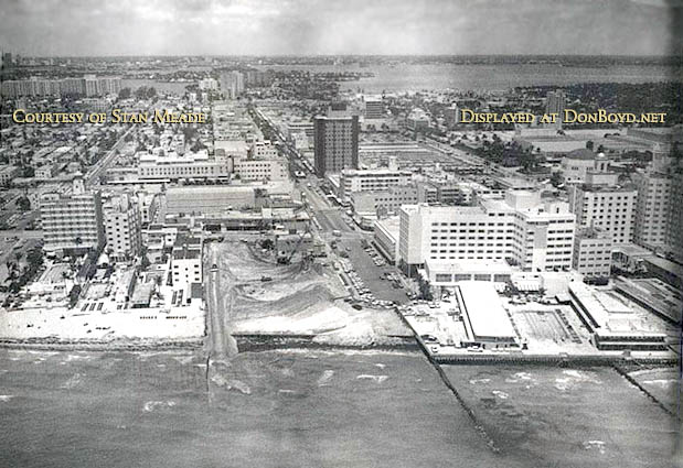 Late 1950s - aerial photo of 17th Street and the ocean on Miami Beach