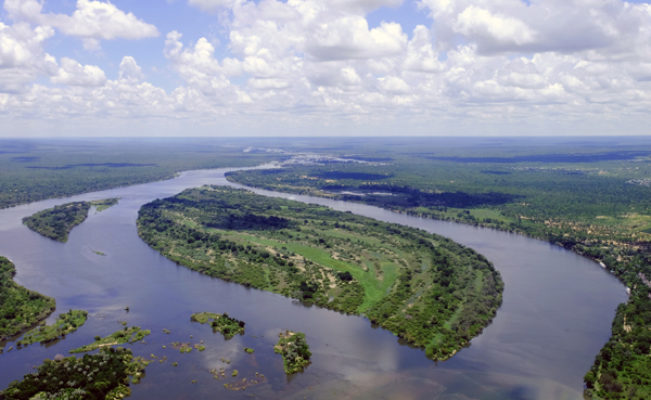 Zambezi River - separating Zambia and Zimbabwe.