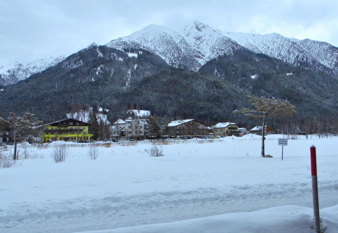 Looking across the frozen Wildsee Lake