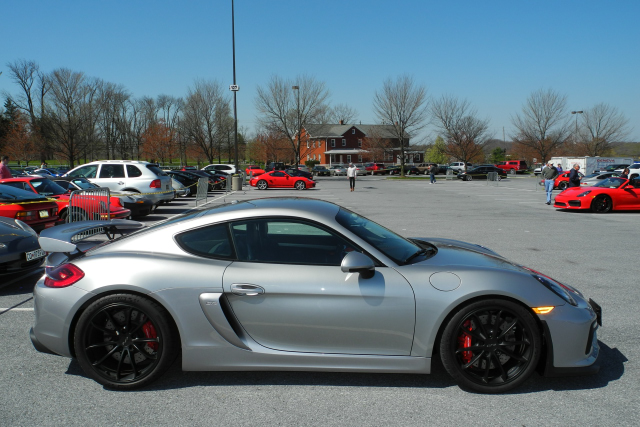 2016 Cayman GT4 (981.1), spectator parking, 38th Annual Porsche-Only Swap Meet in Hershey (0169)