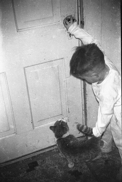 my brother Mike putting the cat out