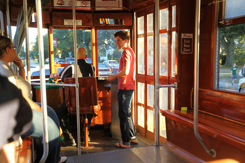 Passenger boards streetcar (9292)