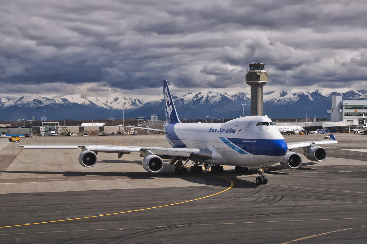 ANA 747-400F taxing out for departure