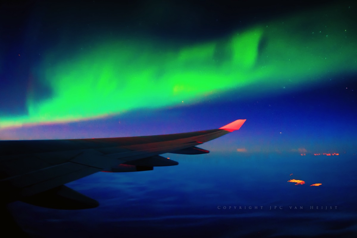 Northern Lights with the 747 wing