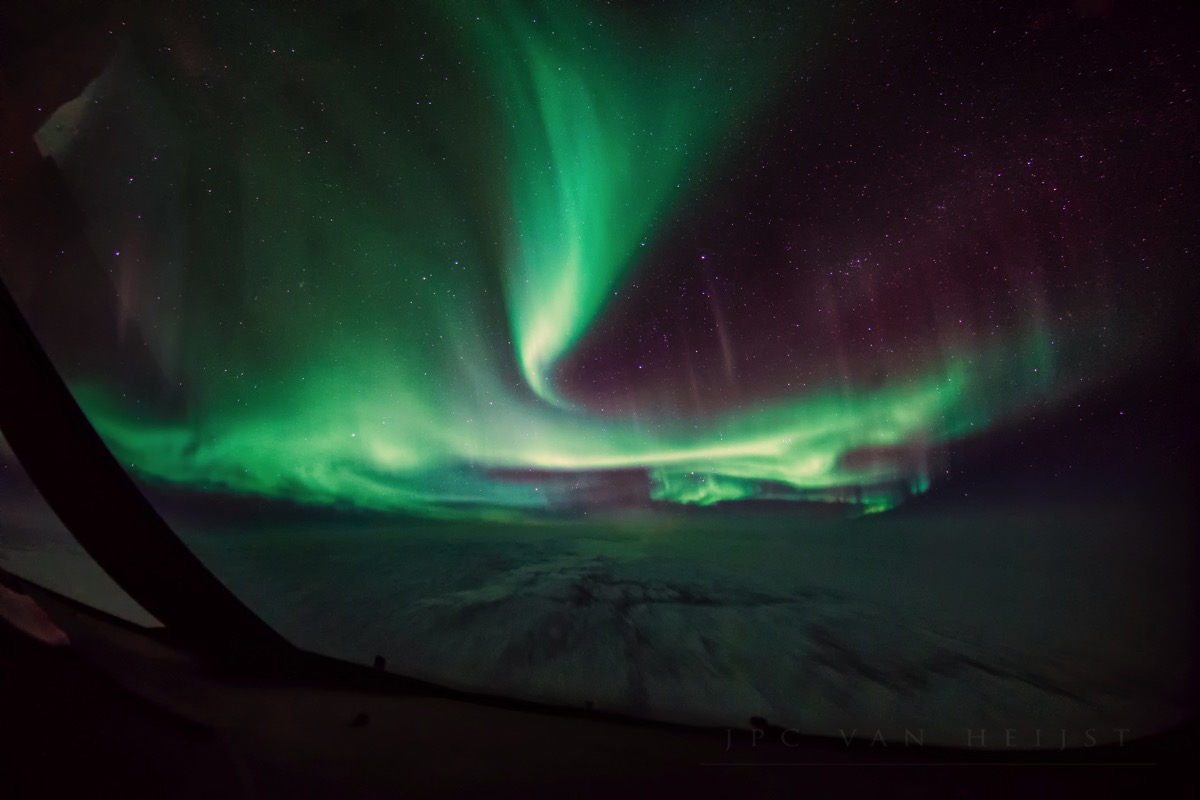 Aurora Borealis over the ice-covered Arctic Ocean