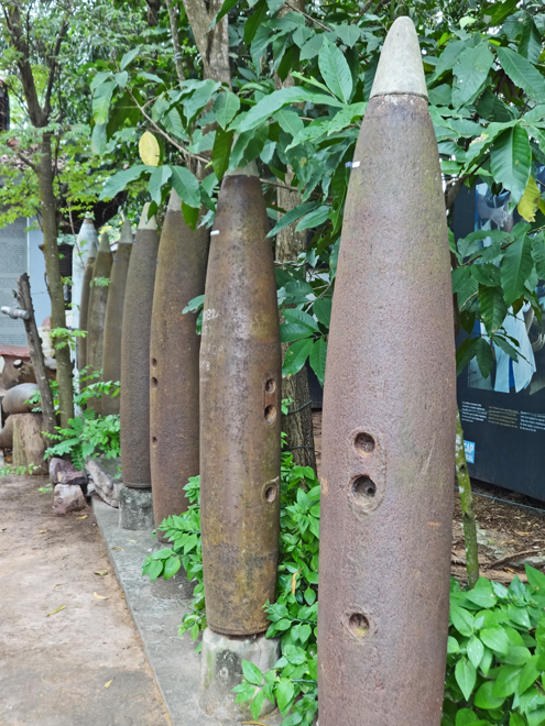 Housings of unexploded mortar at the Cambodian Landmine Museum Relief Facility (CLMMRF) - Angkor, Siem Reap Province, Cambodia