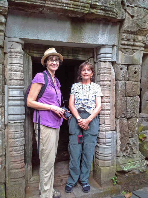 Judy and Sally at the Ta Prohm Temple - in Angkor, Siem Reap Province, Cambodia