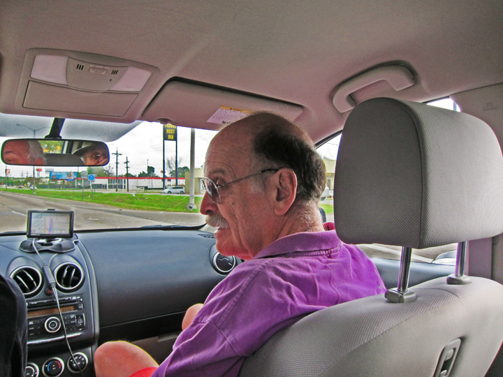 Ken navigating to Pont Breauxs Cajun Restaurant in Breaux Bridge in southwestern Louisiana