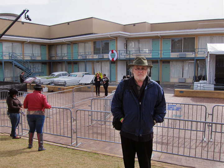 Richard in front of the Lorraine Motel which is part of the National Civil Rights Museum at the Lorraine Motel in Memphis