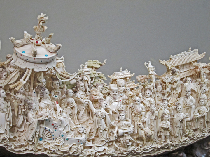 Chinese mammoth ivory tusk carving (18th or 19 century) at the Belz Museum of Asian and Judaic Art in Memphis, Tennessee