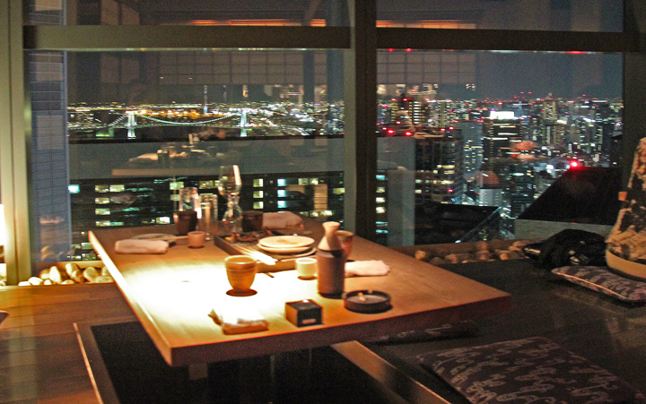 Dinner at Washoku EN Shiodome - top floor (42nd) of the Shiodome City Center - fine food & beautiful night views of Tokyo