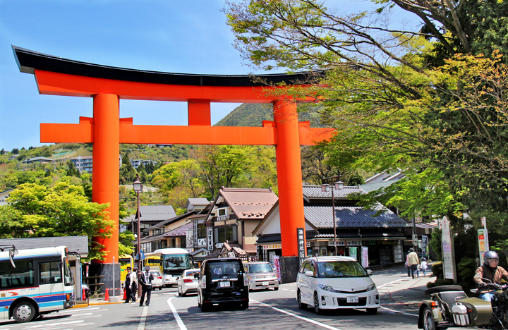 Moto-Hakone with its huge torii (gate) - on the southeastern shore of Lake Ashi