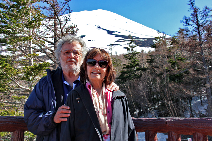 Judy & Richard - Mt. Fuji in the background - at the Fuji Subaru Line 5th Station - more than halfway up the side of Mt. Fuji
