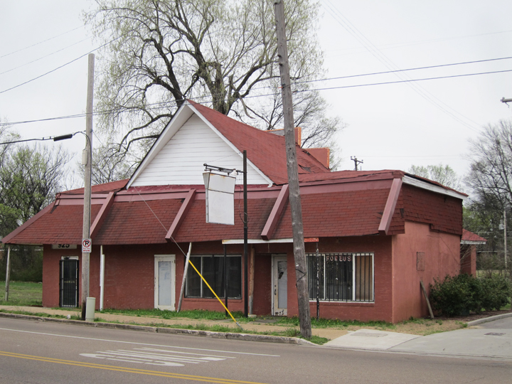 A structure across the street from the Stax Museum of American Soul Music in Memphis, Tennessee