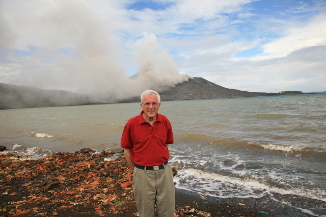In front of Mt. Tavurvur