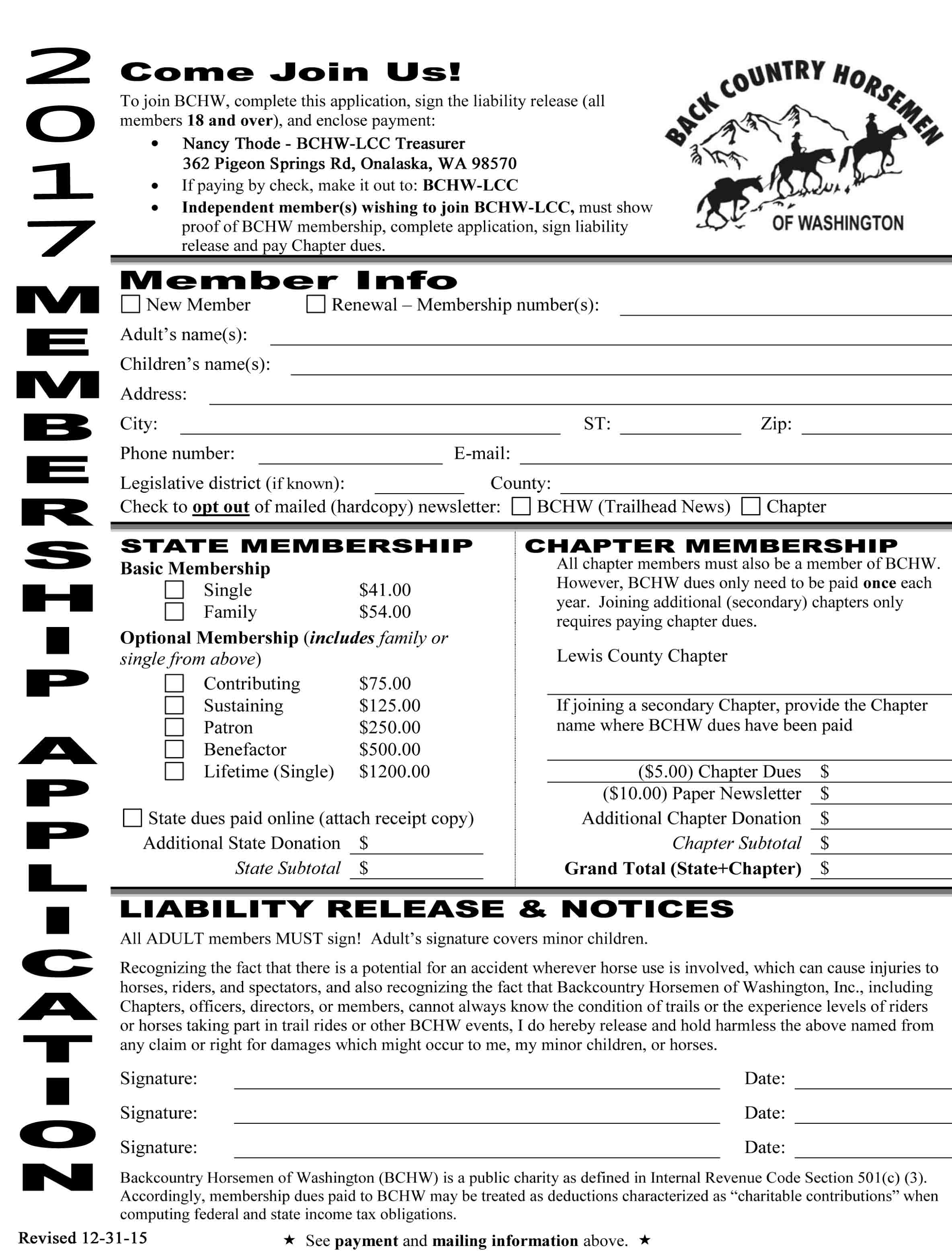 2016 Membership Application