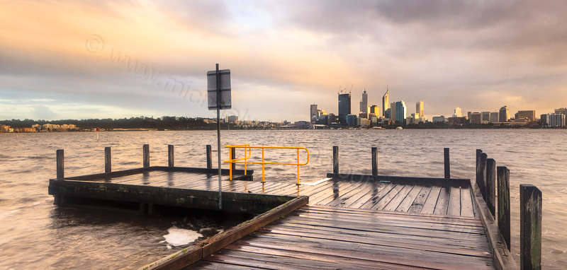 Perth and the Swan River at Sunrise, 1st August 2011