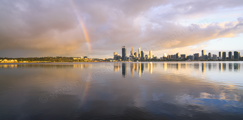 Sunrise Rainbow Over Perth and the Swan River, 12th October 2013