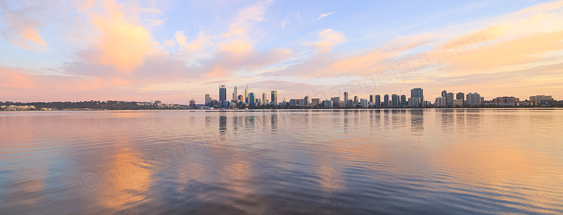 Perth and the Swan River at Sunrise, 2nd April 2016