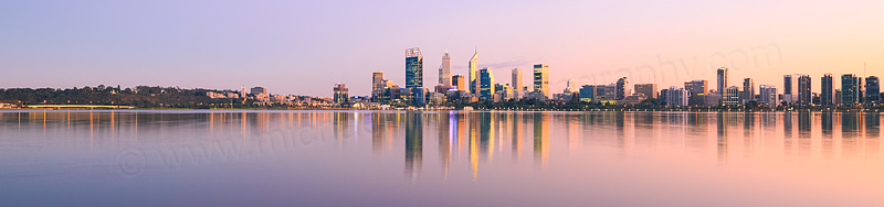Perth and the Swan River at Sunrise, 20th April 2016