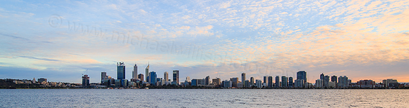 Perth and the Swan River at Sunrise, 6th July 2016