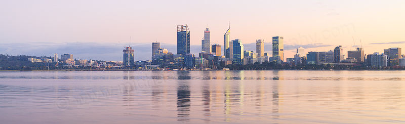 Perth and the Swan River at Sunrise, 26th July 2016