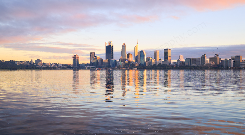 Perth and the Swan River at Sunrise, 5th August 2016