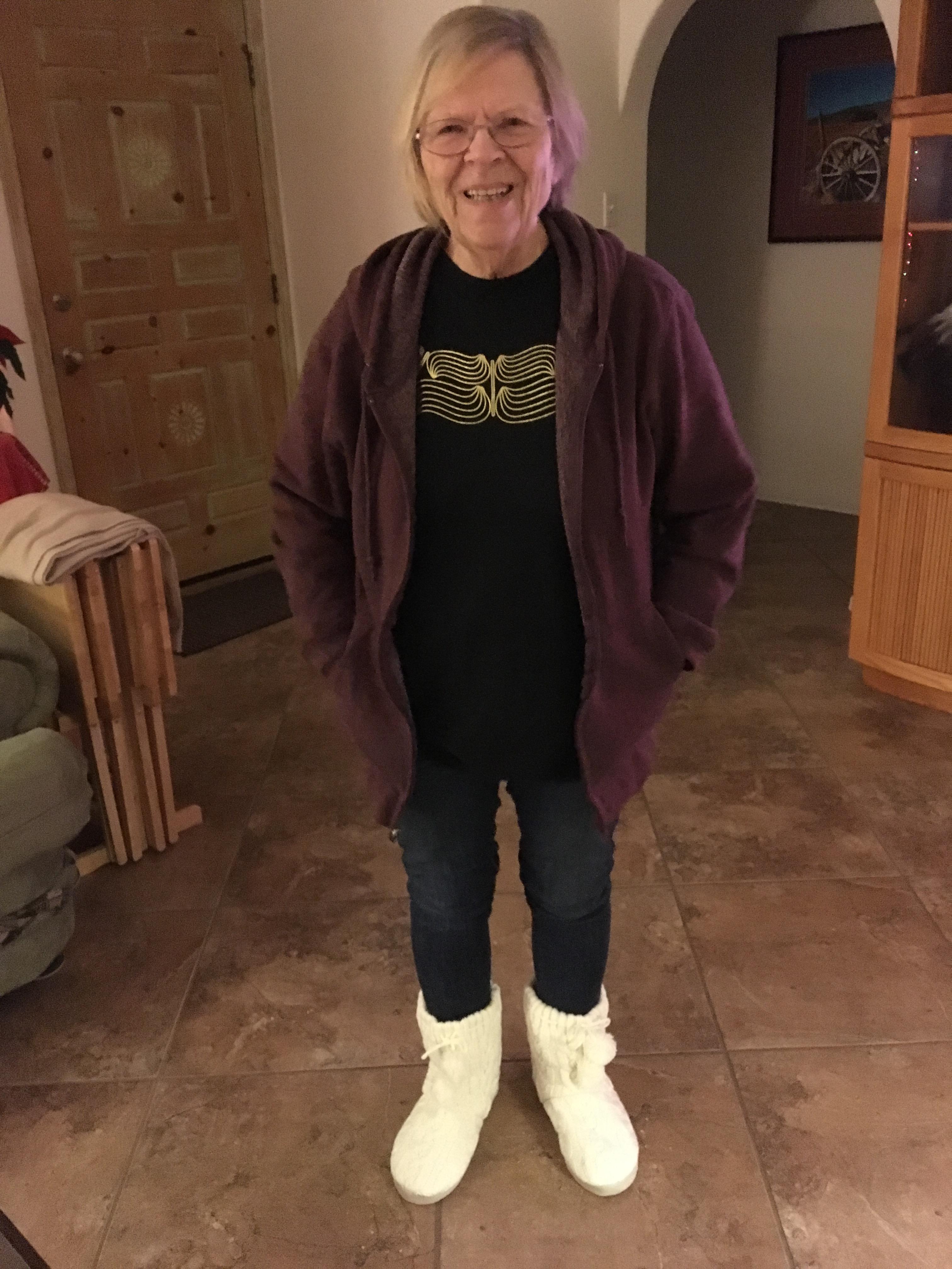 Crystle in her new boots