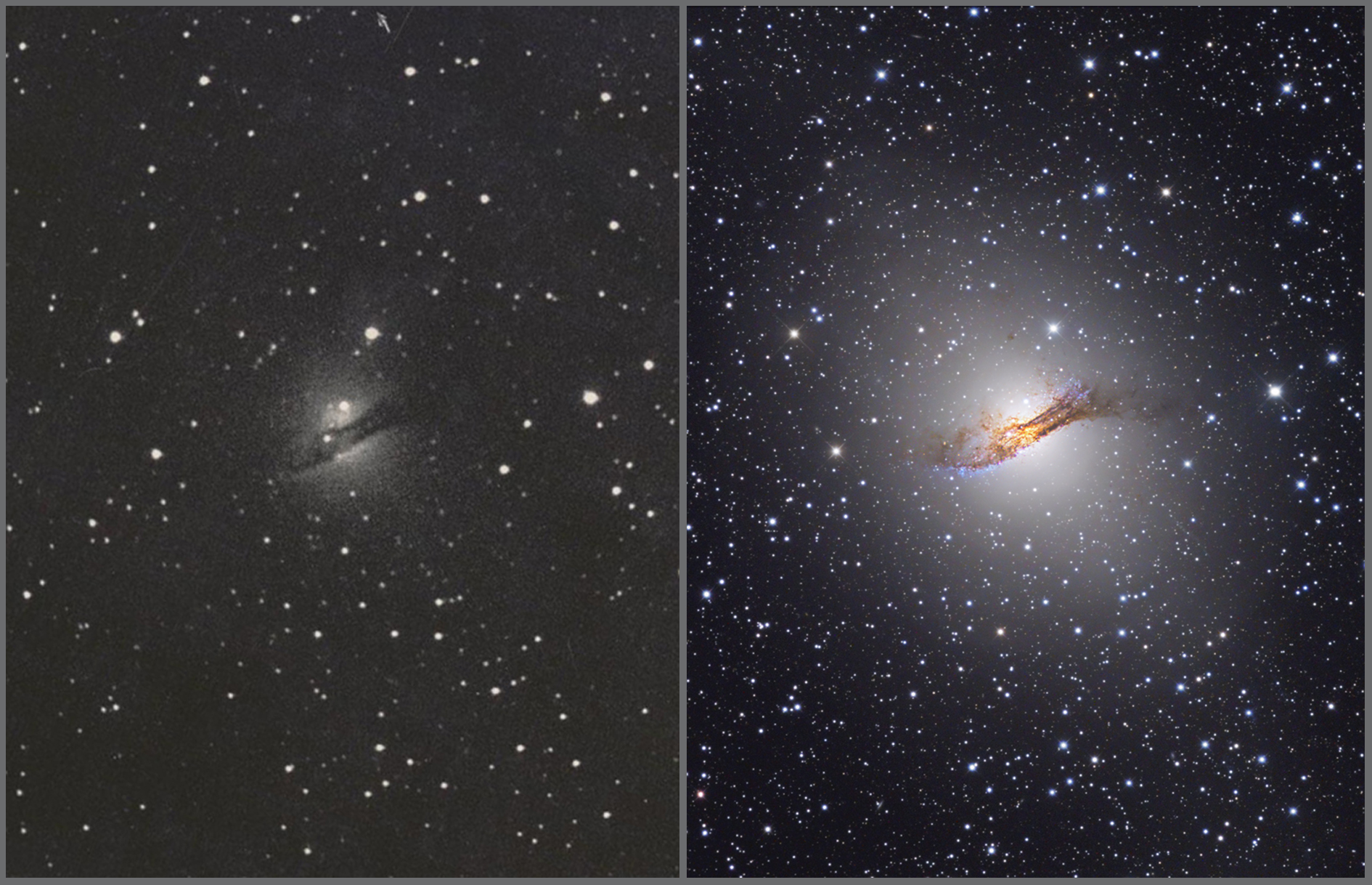 Centaurus A taken 31 years apart