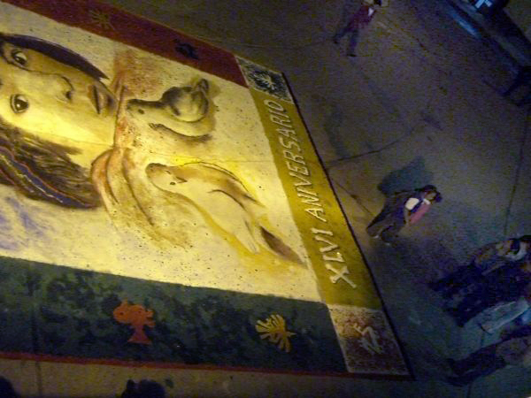 Sand mozaic for Semana Santa, Ayacucho