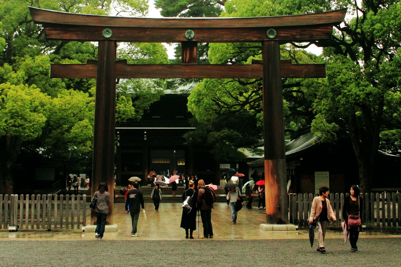 Torii, Meiji Jingū, Shinto Shrine, built 1920, Shibuya, Tokyo, Japan