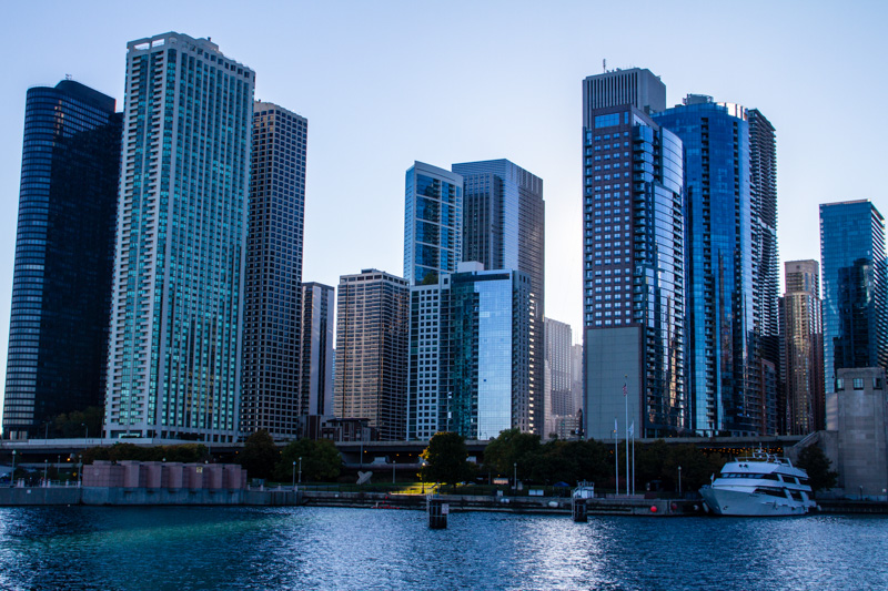 Chicago river and the loop, IL, from Lake Michigan