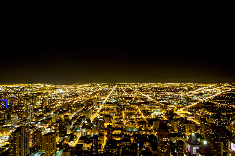 Night View of Chicago, Hancock Tower, IL