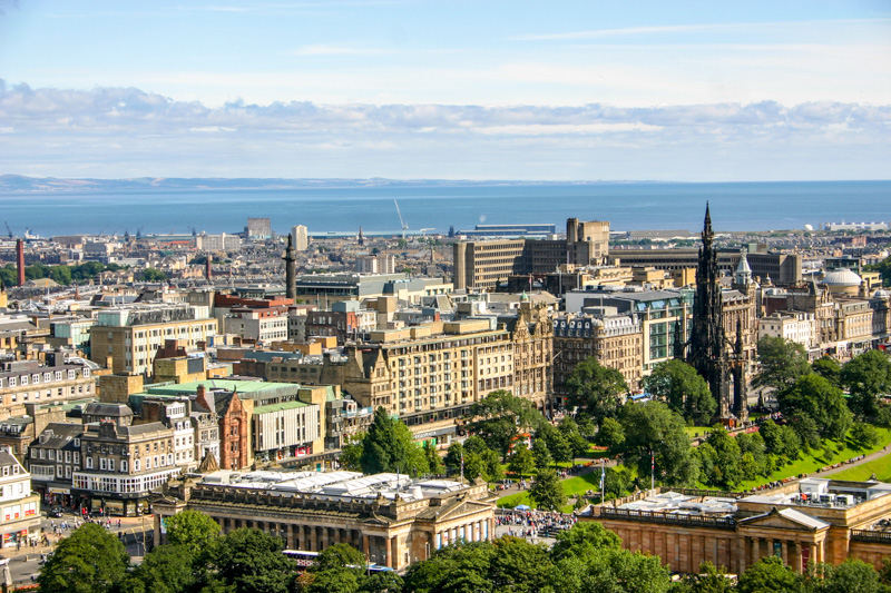 Lord Melville Monument and the Walter Scott Memorial, Edinburgh, Scotland