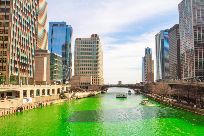 Loews Building, the newest building, Chicago, St. Patricks Day, 2015
