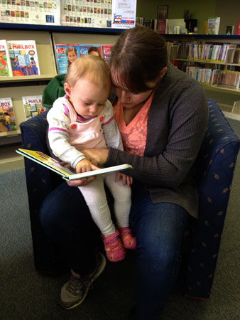 31 Olivia and Annie at the library 4637