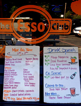 12 Menu at The Esso Club 5558