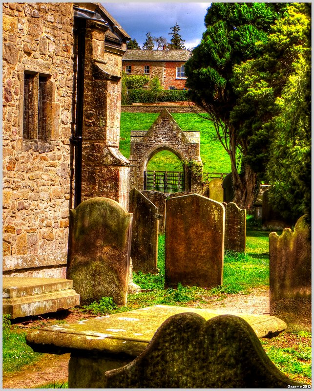 Looking across the graveyard...