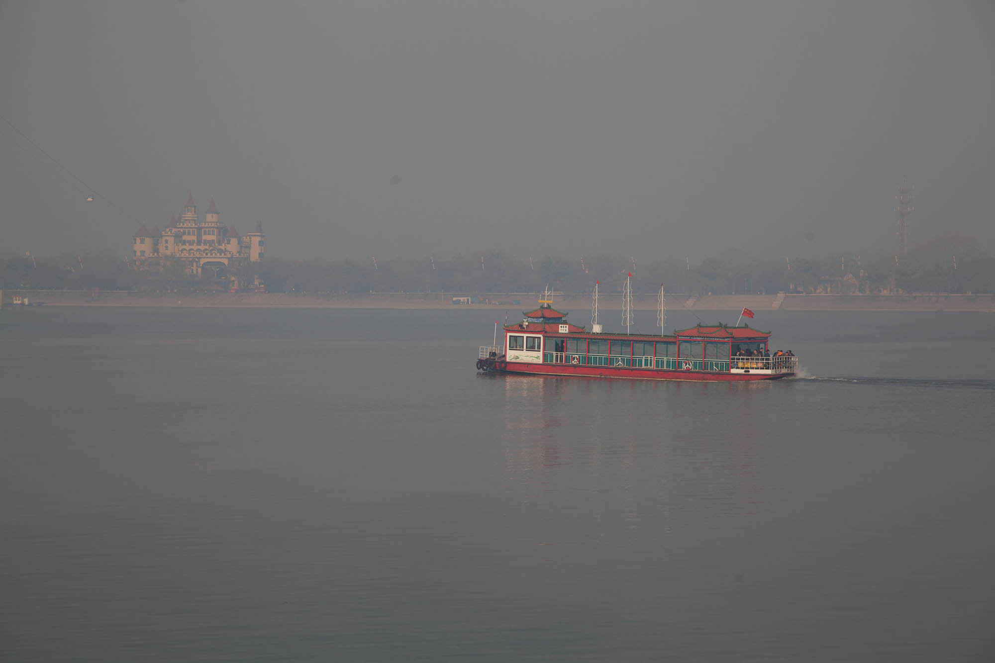 Crossing the Songhua River through the murk.