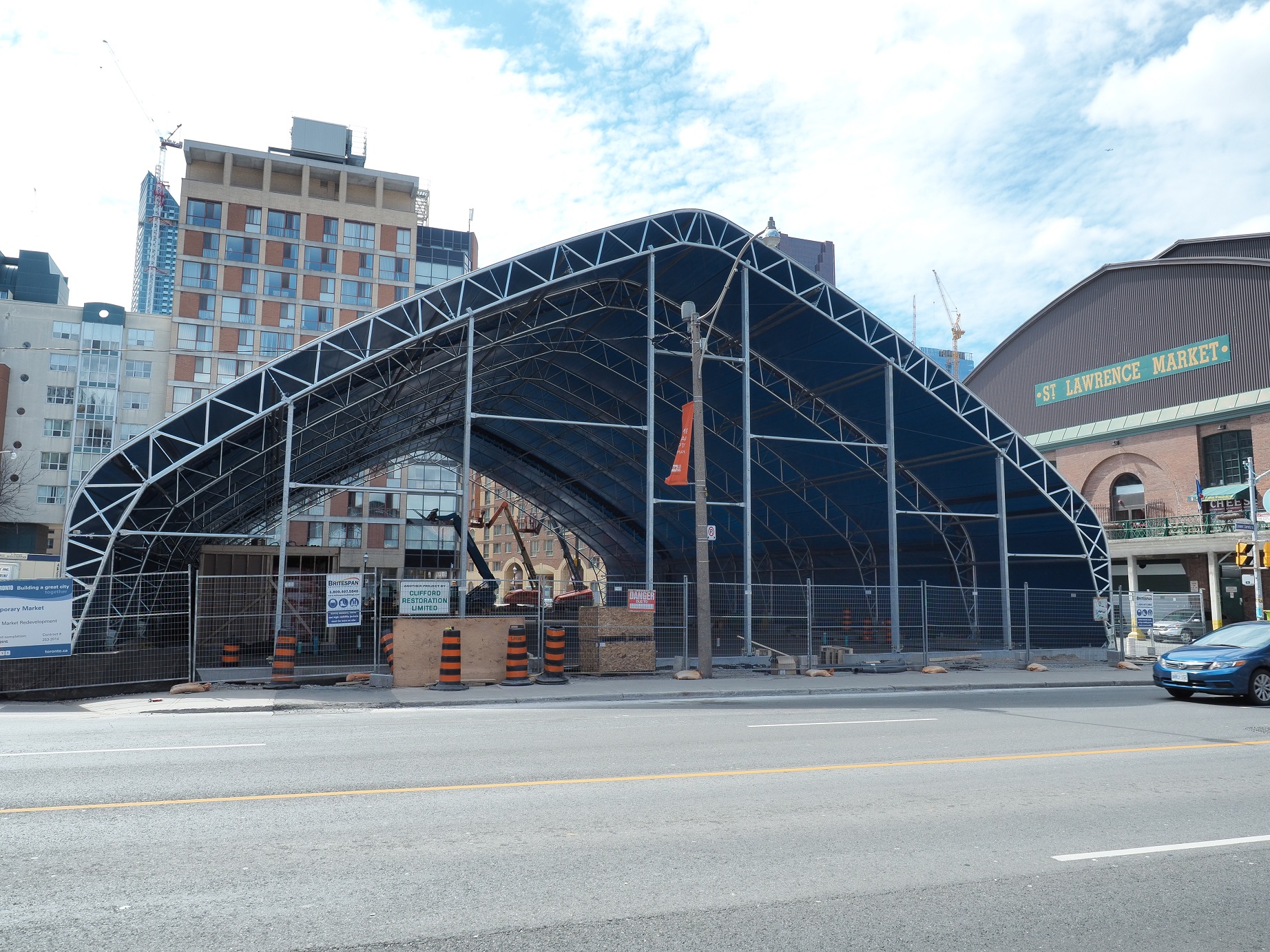 Temporary home of Toronto Antique Market under construction