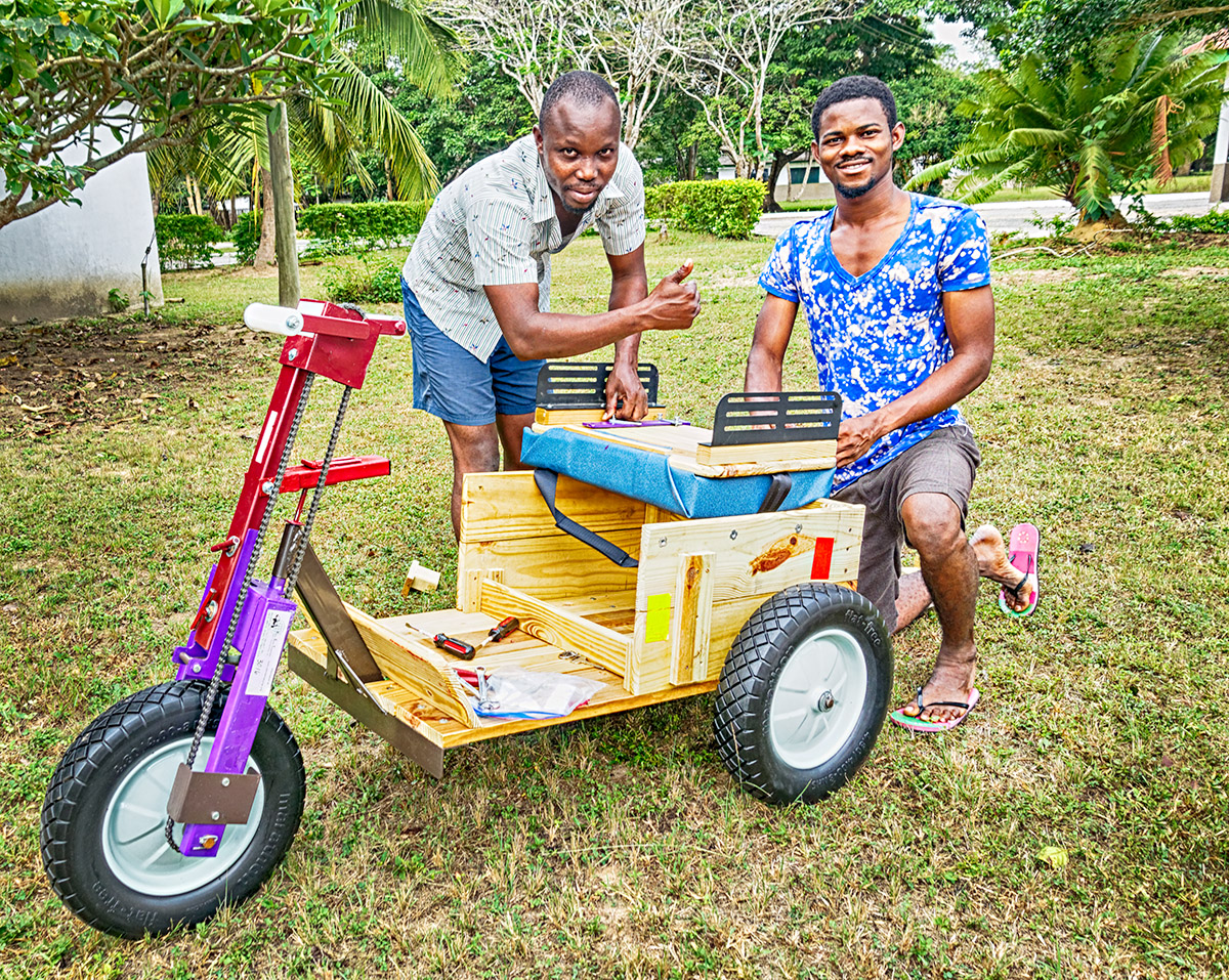 Assembling a new wooden pedal-chair
