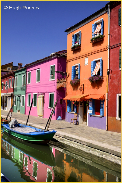   Venice - Burano Island - Colourful facades on Fondamenta di Cavanella. 